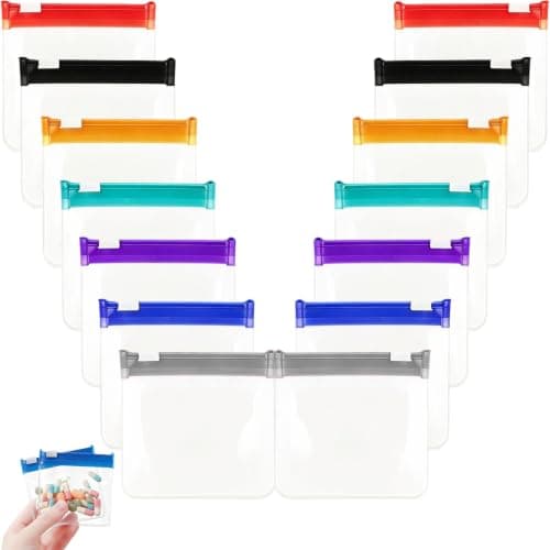 14 Pcs Multicoloured Reusable Mini Pill Pouch Bags for Travel