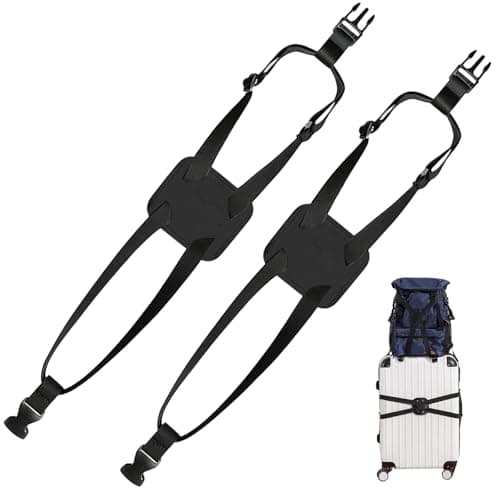 IONEKIUK 2 Pack Luggage Straps Adjustable Suitcase Connector Belt Black
