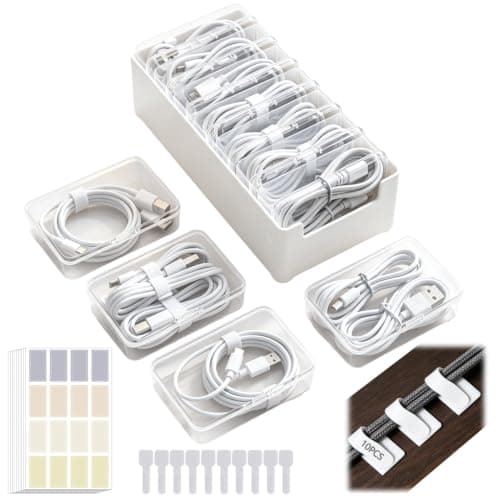 Cable Organiser Box with 10PCS Self Adhesive Cable Ties