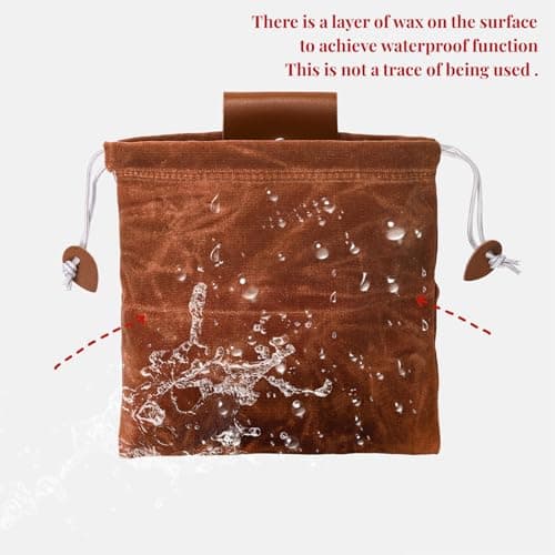 Mezchi 3 Pack Mushroom Foraging Bag, Collapsible Waxed Canvas Bag, Leather Foraging Pouch Basket for Camping, Hiking Hunting, Grocery Storage, 3 Colors — view 4