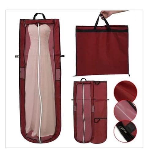 clothes dust bag Large For Wedding Dress Dust Cover Zipper Gown Dustproof Storage Bag Foldable Garment Clothes Case Protector(Yellow) — view 2