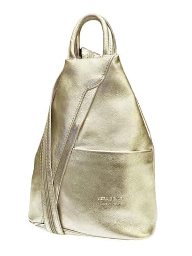 LeahWard Anti-theft Women's Soft Genuine Leather Rucksack Italian Leather Backpack (Gold) — view 6