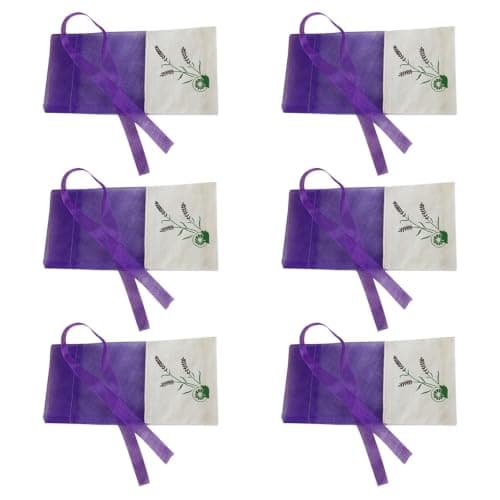 6pcs Lavender Sachet Bags Empty Cotton Travel Pouches with Ribbon