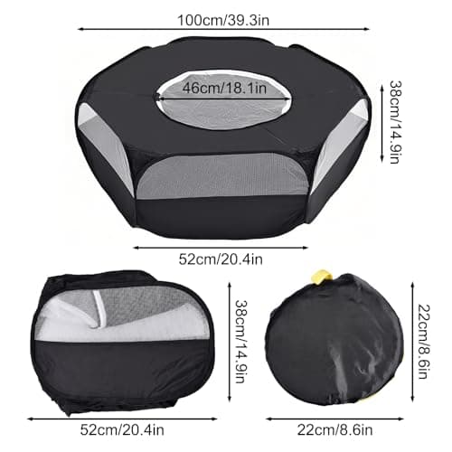 Small Animal Cage, Hamster Playpen, Guinea Play Pen with Cover, Outdoor/Indoor Pet Pop up Playpen, Hamster Run Playpen Tent Perfect for Rabbit Guinea Pig Rat Puppy (Black) — view 2