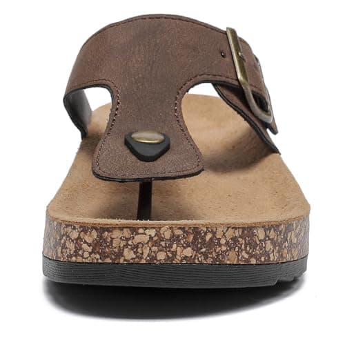 Foinledr Cork Footbed Sandals for Women & Men, Adjustable Buckle Flip Flops — view 3