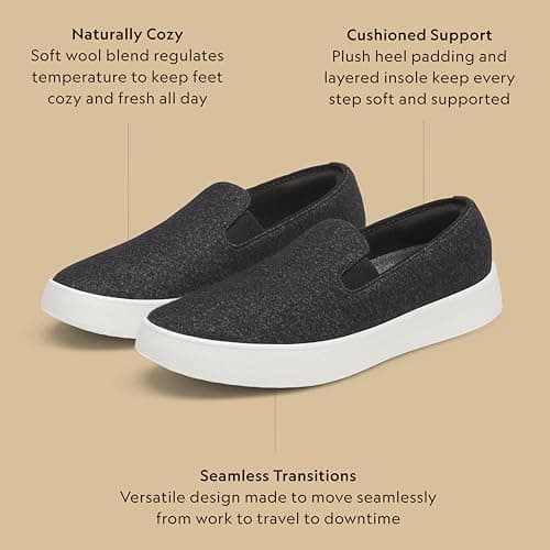 Allbirds Women’s Wool Cruiser Slip-On, Comfortable Everyday Sneaker, Easy On/Off Walking Shoes, Natural Black (Blizzard Sole), 11.5 UK — view 3