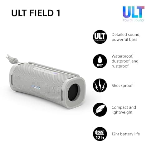 Sony ULT FIELD 1 - Wireless Bluetooth Portable Speaker with ULT POWER SOUND, Ultimate Deep Bass, IP67, Waterproof, Dustproof, Shockproof, 12hr Battery, Clear Call Quality, Outdoor, Travel - Off White — view 2