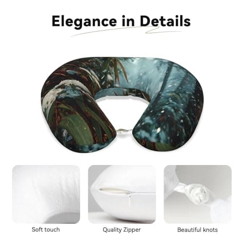 BOAXXL Winter Bamboo Forest Soft Travel Pillow with comfortable neck Support for Airplane Trips Movies Naps and Office Work — view 4