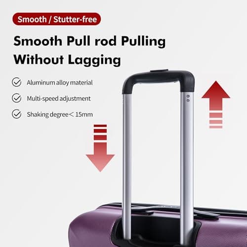 Rocklands® Cabin Suitcase 55x40x20cm Hard Shell TSA Lock, 4 Spinner Wheels, Lightweight Hand Luggage Small Travel Bag, Approved for 100+ Airlines Including Ryanair, EasyJet (Purple, Cabin (20 Inch)) — view 6