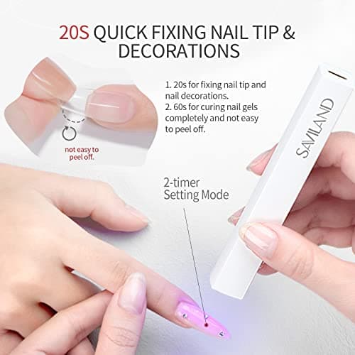 SAVILAND Handheld UV Nail Lamp, 10s Fast Curing Portable for Home or Travel — view 4
