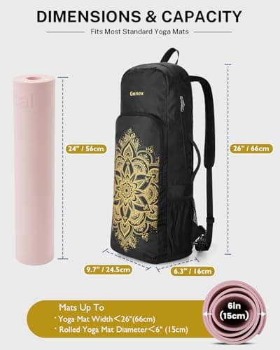 Gonex Yoga Mat Bag Convertible Backpack Blocks Carrier Wet Pocket — view 3