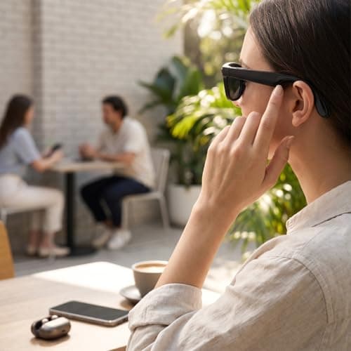 Plyisty Bluetooth Glasses, AI Translation with Over 100 Languages & Smart Flashlight for Travel, Meeting, Night Cycling — view 4