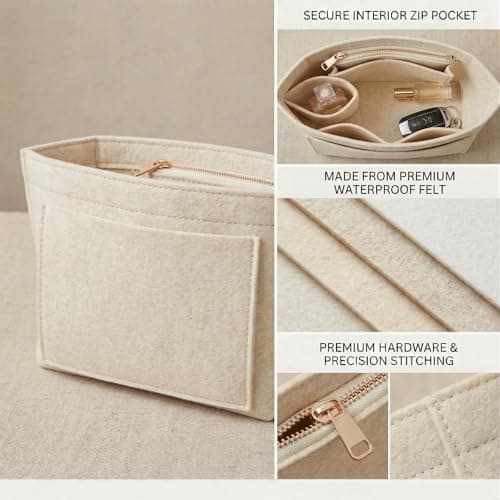 Felt Bag Organiser Suitable for Longchamp Le Pliage (Beige,L) — view 2