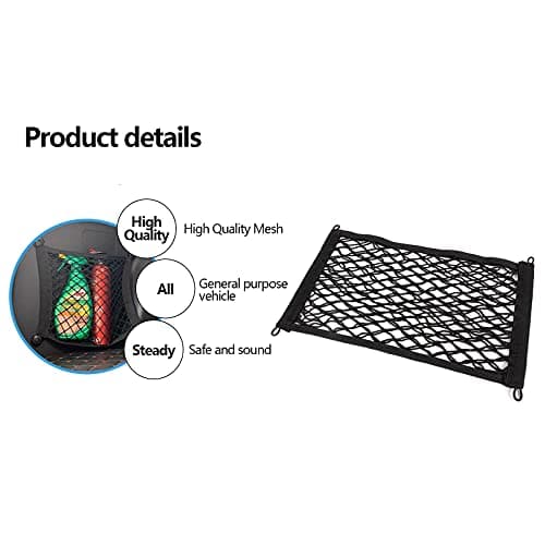 Car Boot Tidy Storage Bag Nylon Mesh Net Storage for Cargo with 4 Hooks — view 3