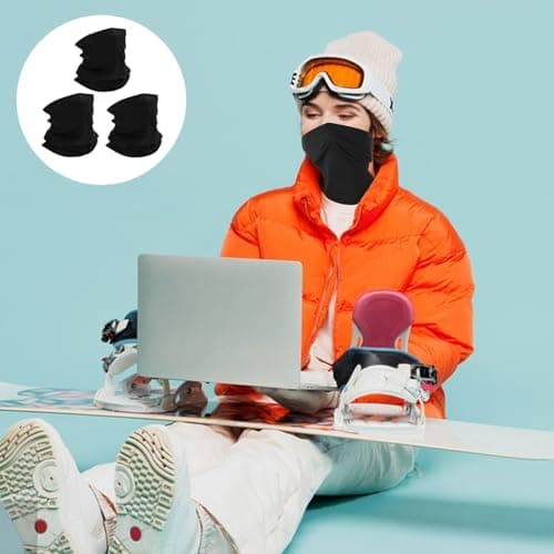 3 Pack Bandana Neck Warmer Ski Snood for Men & Women Winter Fleece Windproof Neck Gaiter Multifunctional Headwear Face Mask Elastic Gaiters Headband Snood Resistence for Outdoors Sports Cycling Hiking — view 6