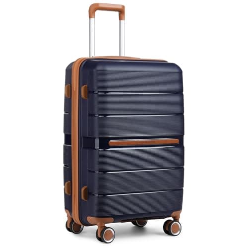 British Traveller 28 Inch Large Suitcase Lightweight PP Hard Shell Luggage Durable 23kg Check in Hold Travel Case with TSA Lock (Navy)