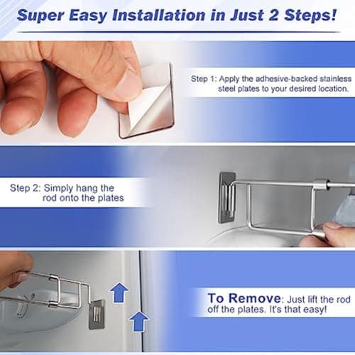 Gdfnmogo 2 Pack RV Secure Adjustable Bars,Extendable RV Fridge Bar,Stainless Steel Telescopic Brackets For Travel Trailers,Refrigerators,Closets — view 3