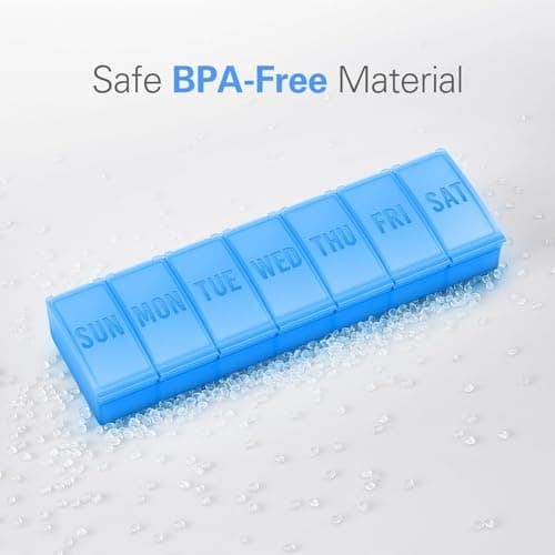 Barhon Pill Organizer Large, Weekly Medicine Pill Organizers, 7 Day Pills Box Case Travel for Big Vitamin Supplements Fish Oil, Navy Blue — view 5