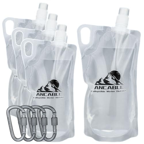 1L Hiking Collapsible Water Bottles, 4-Pack 33OZ BPA-Free Foldable Backpacking Water Bottle for Travel Camping Hiking