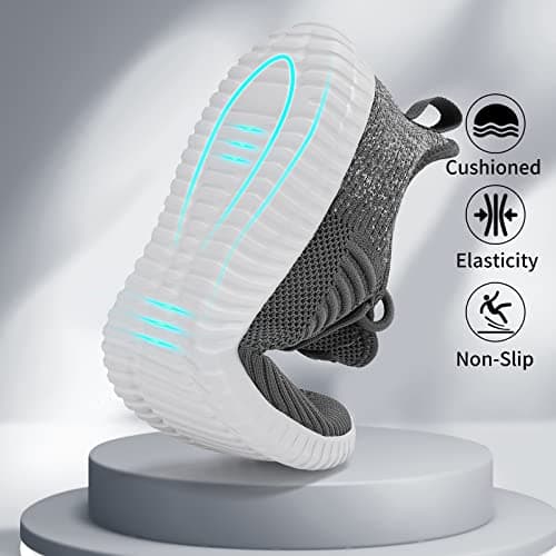 SK·TRIP Women's Walking Shoes Lightweight Breathable Flying Woven Mesh Upper Casual Jogging Shoes Ladies Tennis Shoes Workout Footwear Gym Sneakers for Women, Grey Mixed, 6 UK — view 5