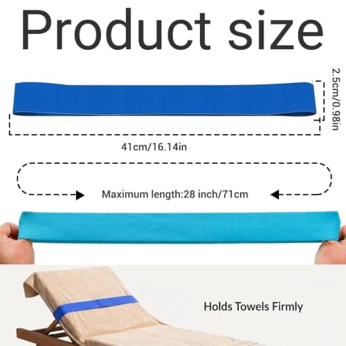 4-Pack Elastic Towel Straps for Beach Towel, Anti-Slip Wrap Holders for Sun Lounger & Beach Chair, Adjustable Stretch Bands, Keeps Towel Set in Place at Beach — view 2