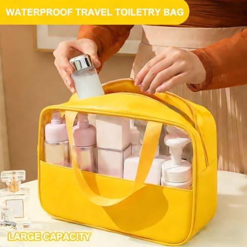 Clear Travel Toiletries Bag, 3Pcs Portable Travel Toiletry Bag(Yellow) — view 5