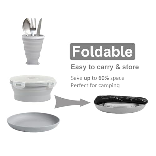 Portable Camping Plate Bowl Cup Cutlery Set for 1 for for Travel & Outdoor. — view 3