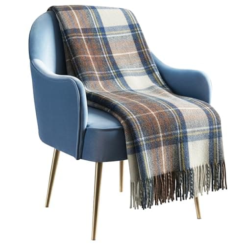 Luxurious Wool Knee blankets for elderly, Adults - 74x31" - Scottish tartans - Fringed edges, check Cosy sofa throws - Reading, Wheel chair, Travel - winter Blanket (Stewart Muted Blue Tartan) — view 2