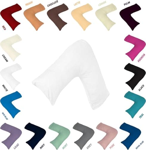Comfy Nights Orthopedic V Shape Pillow Extra Support For Head, Neck & Back with Free Cover - Mid Blue — view 2