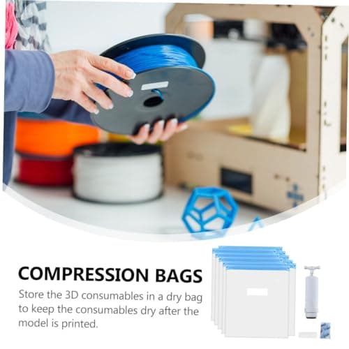 BESPORTBLE Vacuum Compression Storage Bags Set with Pump Nylon Carbon Fiber Reusable Space Saver Bags for 3D Printer Consumables Includes 1 Pump 2 Sealing Clips and 5 Desiccants for Dust — view 4