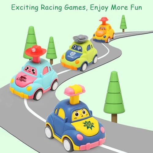 BelleStyle Toddler Toy Cars, 4Pcs Press and Go Baby Toy Cars for 1 2 3 Year Old Boys, Car Toys Set Early Educational Toys Gifts for 12 18 Months Kids Boys Girls — view 2