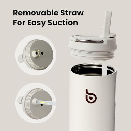 Bottle Bottle Stainless Steel Water Bottle 700ml with Straw and Lid Sports Insulated Metal Water Bottles with Handle(Light Gray) — view 4