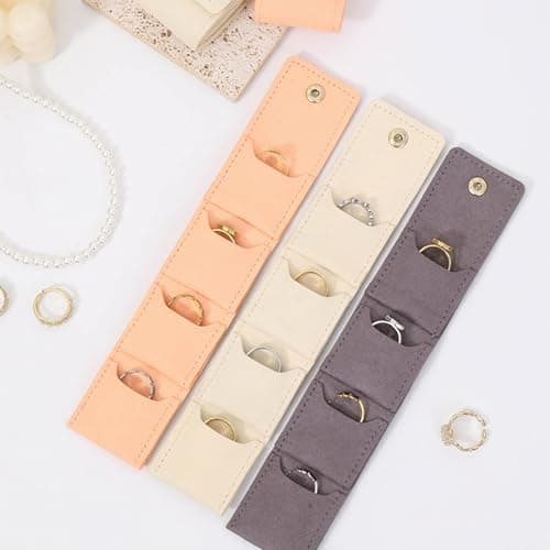 Nlsqw 3 PCS Travel Jewellery Pouch, Mini Travel Jewellery Bag, Foldable Portable Jewe-llery Pouch with Buckle, Traveling Essentials for Rings, Earrings, Necklaces — view 3
