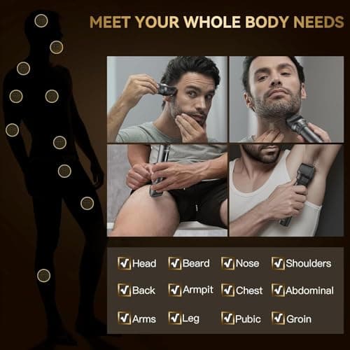 Beard Trimmer Men, 42 Adjustable Length Settings Hair Clippers Body Hair Trimmer Men with Zoom Wheel(1-21mm), Beard Trimmer Rechargeable Waterproof Electric Razor for Nose, Face, Head and Body — view 2