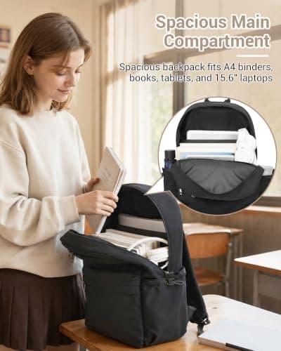 Kono School Backpack Womens, School Bags for Girls, Lightweight Rucksack — view 3