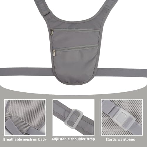 Mervokl Hidden Chest Pocket Waist Bag Anti Theft Crossbody Bag with Removable Belt and Skin-Friendly Back Provides Space for Passports, Credit Cards, Cash — view 3