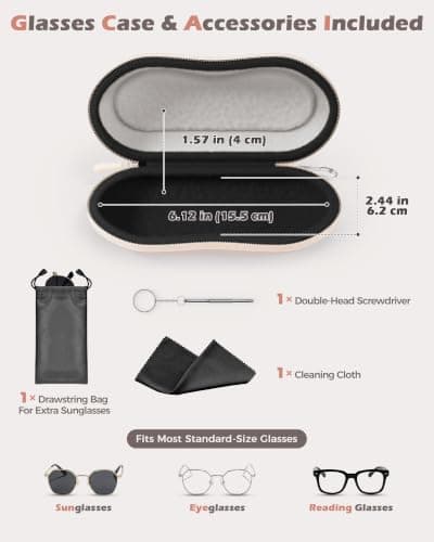 ProCase Sunglasses Case, Hard Shell Glasses Case for Men Women -Beige — view 2