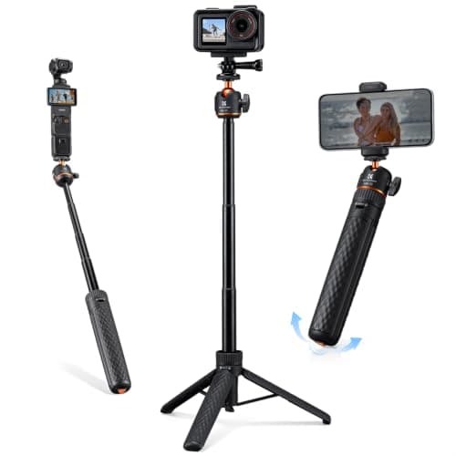 K&F CONCEPT 25.6"/65cm Auto-Pop Open Tripod, Mini Selfie Stick for Phone