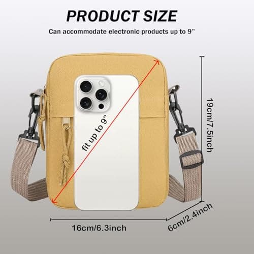 Veyarien Mens Shoulder Cross Body Bag, Small Messenger Bag with Zipper and Adjustable Strap, Nylon and Oxford Crossbody Bags, Casual Chest Sling Bag for Working Travel Daily (Khaki) — view 5