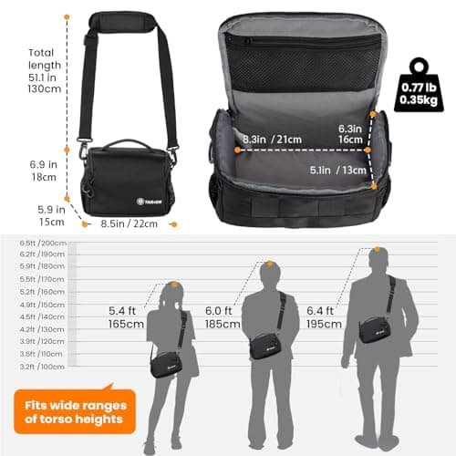 TARION Small Camera Sling Bag Compact Messenger Bag Fits 1 Camera 2 Lens — view 5