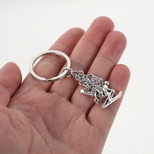 UKCOCO 4pcs Skiing Keychain with Double Snowboard Pendant Metal Silver — view 4