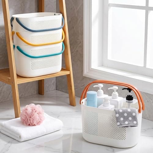 AVLA 4 Pack Portable Shower Caddy Basket, Plastic Storage Organizer Baskets with Handles, Caddy Drainage Organizer Bin, Dorm Shower Basket for Bathroom, Kitchen, Closet, Bedroom, College, Gym, Camp — view 6