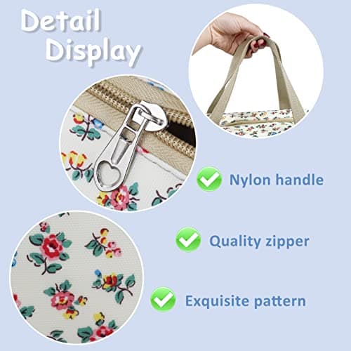 Toiletry Bag, Large Travel Hanging Make up Wash Bags, Portable Waterproof Cosmetic Bag, Light Blue White Bear Toiletry Kit, Bathroom Storage Case for Women Girls Ladies (White Floral) — view 4