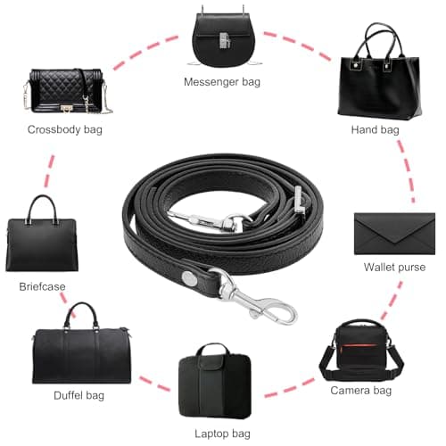 Telooco Leather Shoulder Strap Replacement with Silver Buckle — view 5