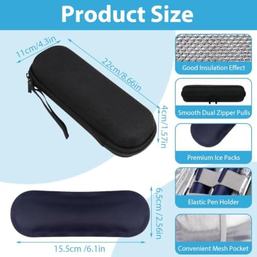 ACWOO Insulin Cooler Travel Case With 2 Ice Packs - Portable Medicine Cooler for Diabetic Supplies, Insulin Pen Storage and Small Travel Pack — view 2