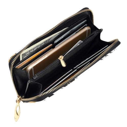 YYHWHJDE Women's Long Leather Wallet with Zipper Coin Pocket — view 4