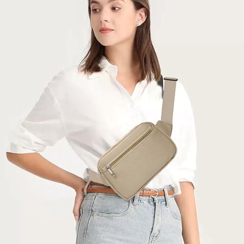 Bumbags for Women Men Women Ladies, Waterproof Fashion Bum Bag, Multi Pockets, Crossbody Bag Lightweight for Travel Sport Running (White) — view 2