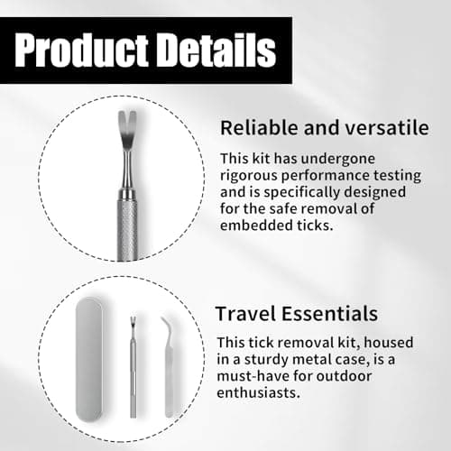 YiJianLiangBai Tick Remover Tools for Dogs, Professional Stainless Steel Tick Remover for Humans Cats Dogs, Tick Lice Remover Tool Kit Tweezers & Fork Removal Tool with Storage Box — view 3