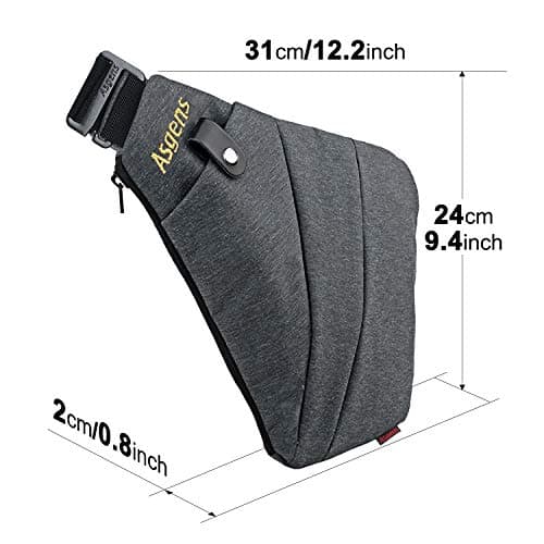 Asgens Crossbody Sports Chest Bag Practical Multi-purpose Anti-theft Security Sling Bag Waterproof Messenger Bag Leisure Portable for Teenagers&Adults Travel Outdoor(Gray, Right Handed) — view 5