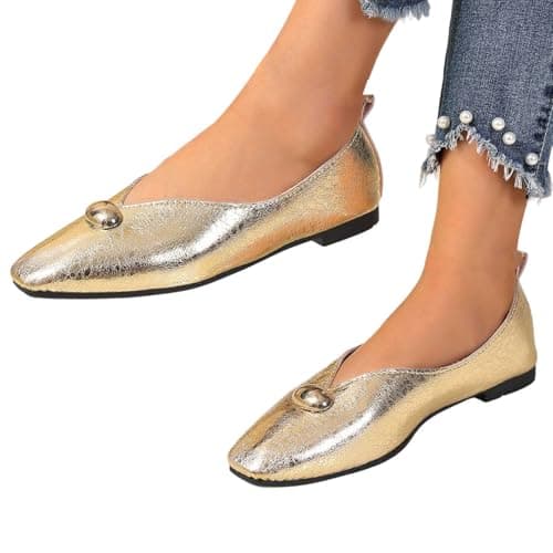 2026 Trainers, Women's Shoes, Slippers, Casual Shoes, Comfortable Flat Low Shoes with Low Heel, Breathable, Lightweight, Everyday Hiking Shoes for Women, gold, 8 UK — view 5